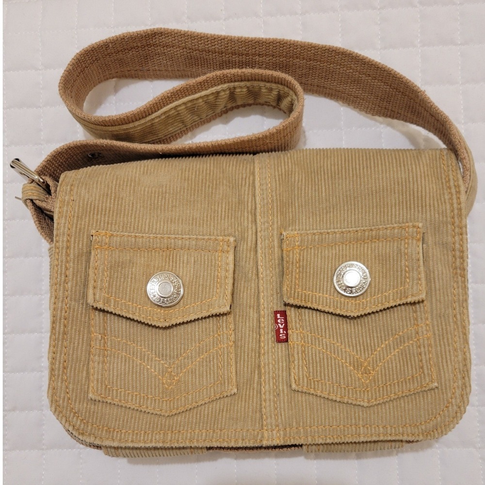VTG Y2K Angela Weber Twilight Inspo Levi's Tan Corduroy Messenger Satchel‎ 90s